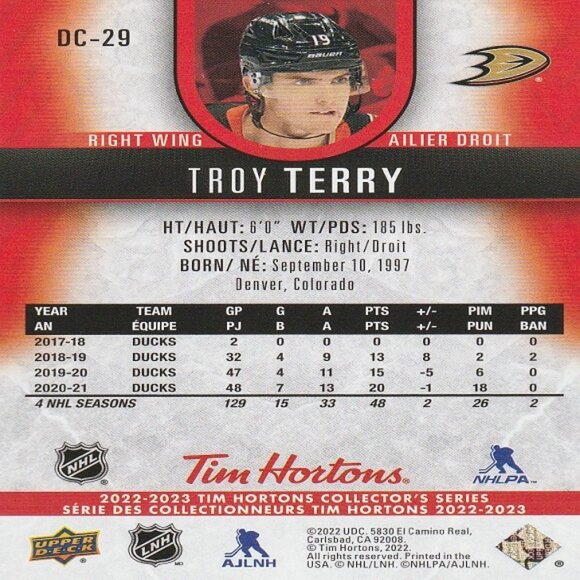 Troy Terry Anaheim Ducks NHL Hockey Card Collection - 3 Card Set - Picture 5 of 7